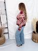 Jacquard Knit Pullover Sweater W/ Floral Tapestry Motif