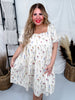 Taupe and Lavender Floral Tiered Dress