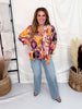 Bohemian Floral Woven 3/4 Sleeve Blouse