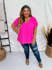 Hot Pink Ruffle Sleeve Smocked Shoulder Top