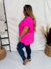Hot Pink Ruffle Sleeve Smocked Shoulder Top