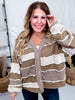 Brown Multi Washed Color Block & Patchwork Cardigan