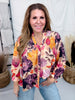 Bohemian Floral Woven 3/4 Sleeve Blouse