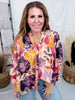 Bohemian Floral Woven 3/4 Sleeve Blouse