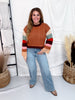Color Block Striped Long Sleeve Crew Neck Sweater