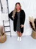 Long Sleeve Black Knit Open Cardigan