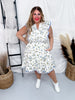 Flutter Sleeve Floral Dress W/ Elastic Waist & Side Pockets