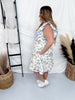 Flutter Sleeve Floral Dress W/ Elastic Waist & Side Pockets