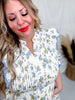 Flutter Sleeve Floral Dress W/ Elastic Waist & Side Pockets