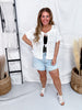White Pointelle Knit Short Sleeve Cardigan With Bow Tie Closures