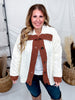 Quilted Puff Jacket With Cable Knit Front