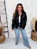 Faux Leather Moto Jacket With Layered Hoodie