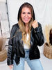 Faux Leather Moto Jacket With Layered Hoodie