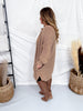 Washed Ash Brown Long Sleeve Open Cardigan W/ Side Pockets