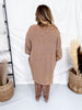 Washed Ash Brown Long Sleeve Open Cardigan W/ Side Pockets