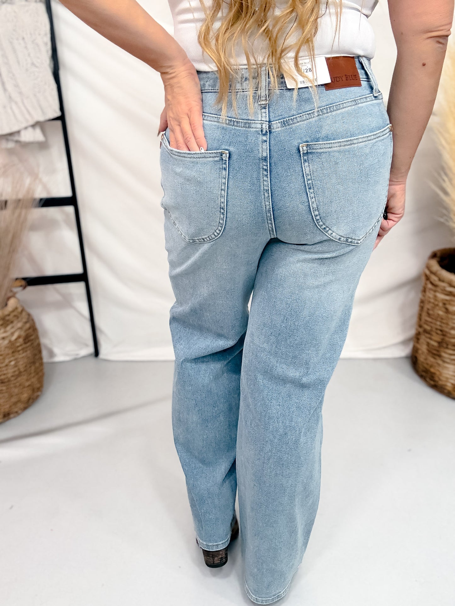 Judy Blue High-Rise Angelina Column Straight Leg Jeans W/ Horse Bit Trim