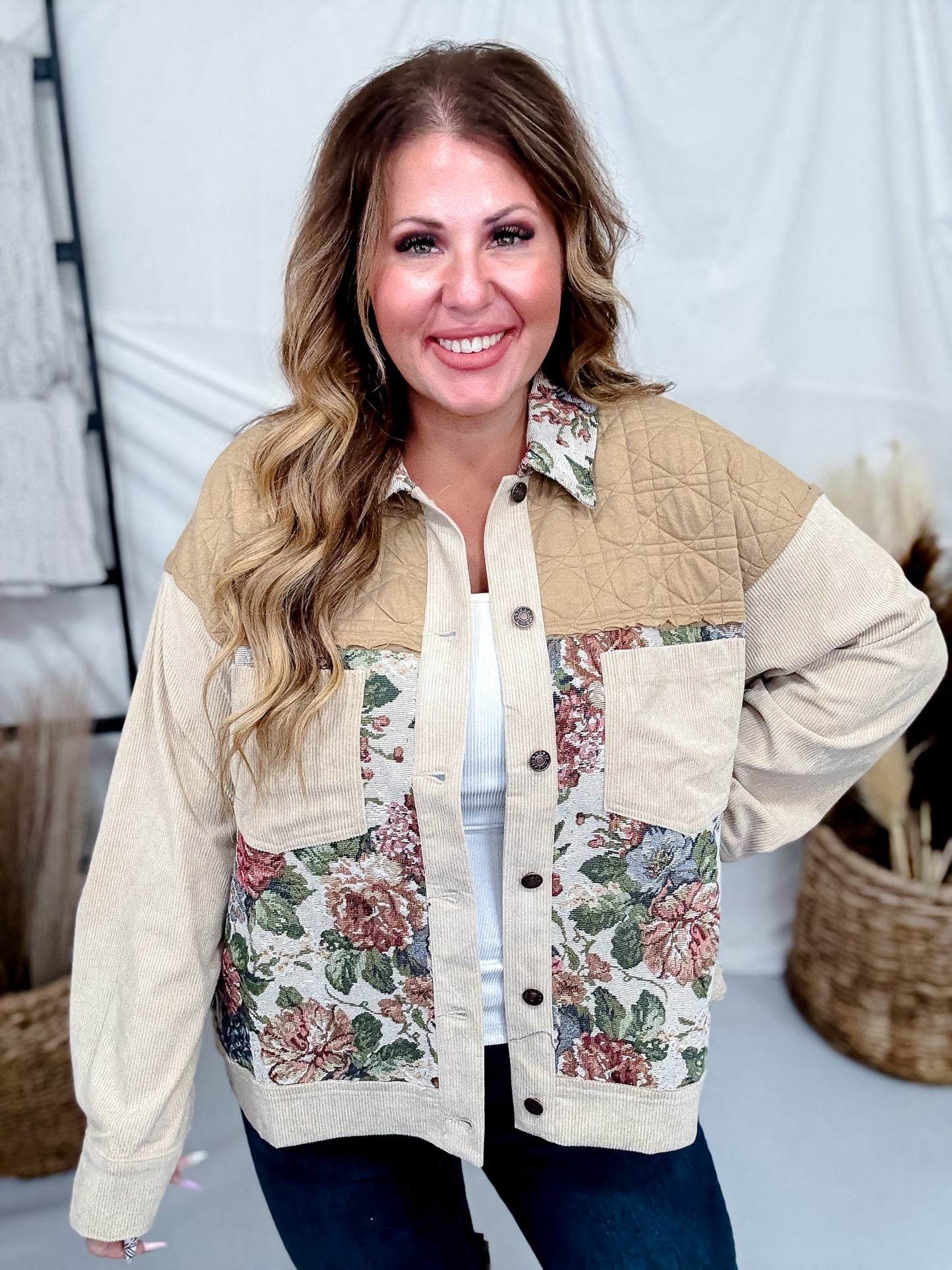 Patchwork Jacket With Floral Tapestry Panels