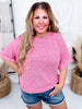 Fuchsia Textured Knit Half Sleeve Sweater