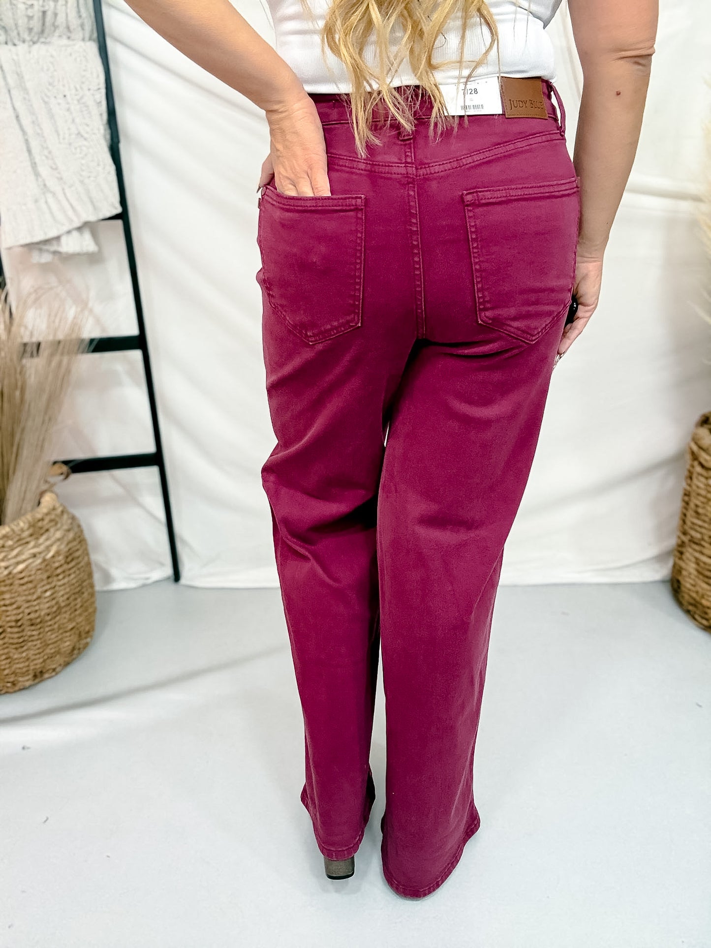 Judy Blue Boysenberry Retro Wide Leg Jeans