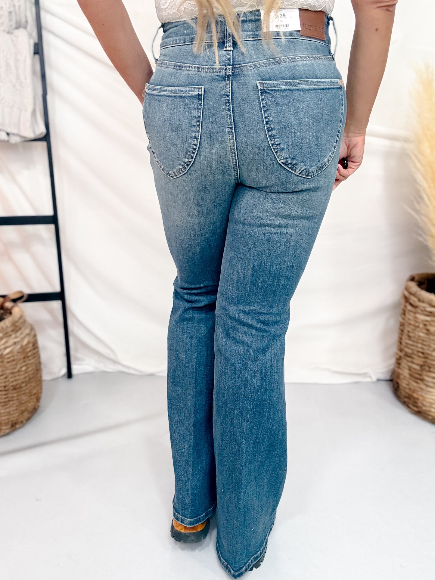 Judy Blue High Waist Tummy Control Flare Jeans W/ Shield Pockets