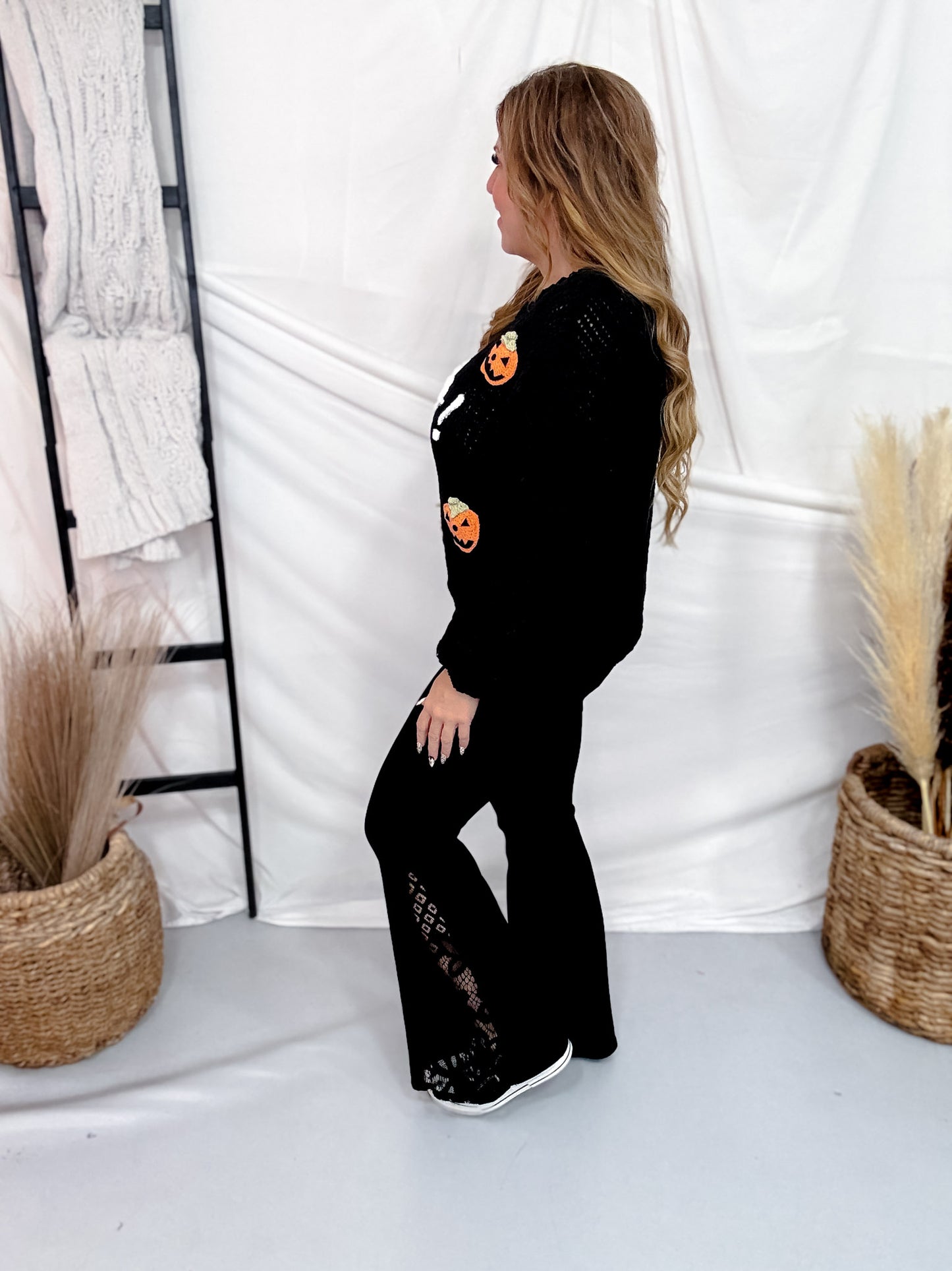 Boo! Chunky Knit Sweater With Jack-O-Lanterns