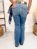 Judy Blue Mid Rise Flare Jeans W/ Bandana Loop