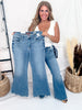 Judy Blue Mid Rise Flare Jeans W/ Bandana Loop