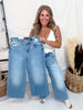 Judy Blue Mid Rise Wide Leg Ankle Length Jeans