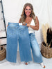 Judy Blue Mid Rise Wide Leg Ankle Length Jeans