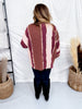 Wine, Blush, & Mauve Washed Color Block & Patchwork Cardigan