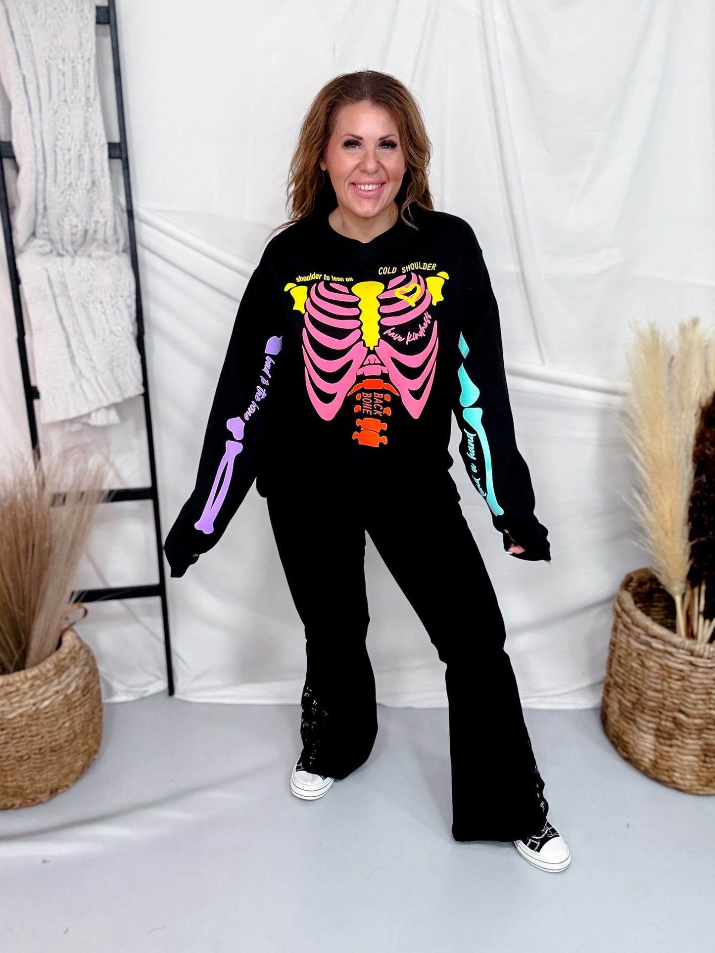 Neon Skeleton Graphic Sweatshirt