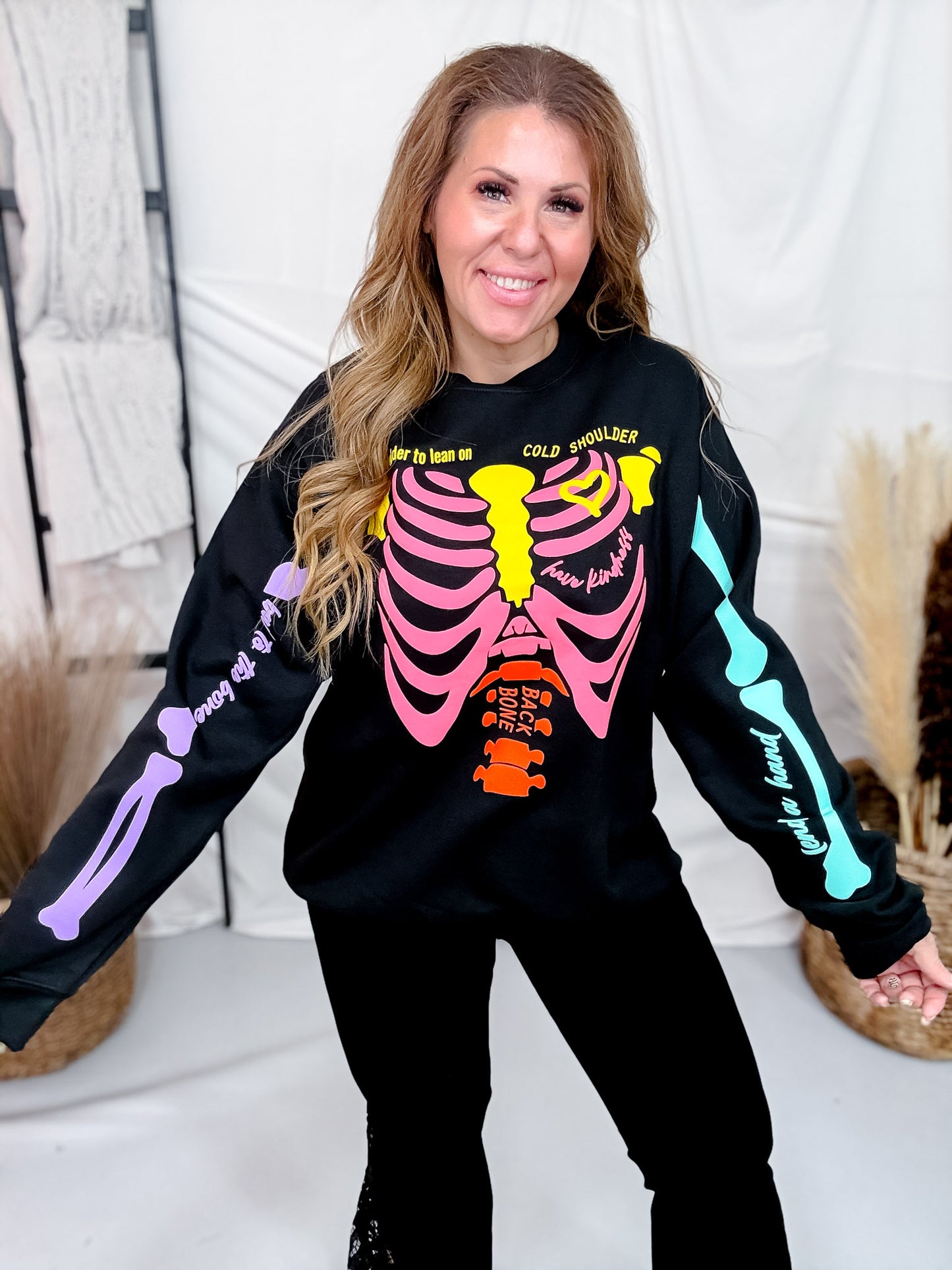Neon Skeleton Graphic Sweatshirt
