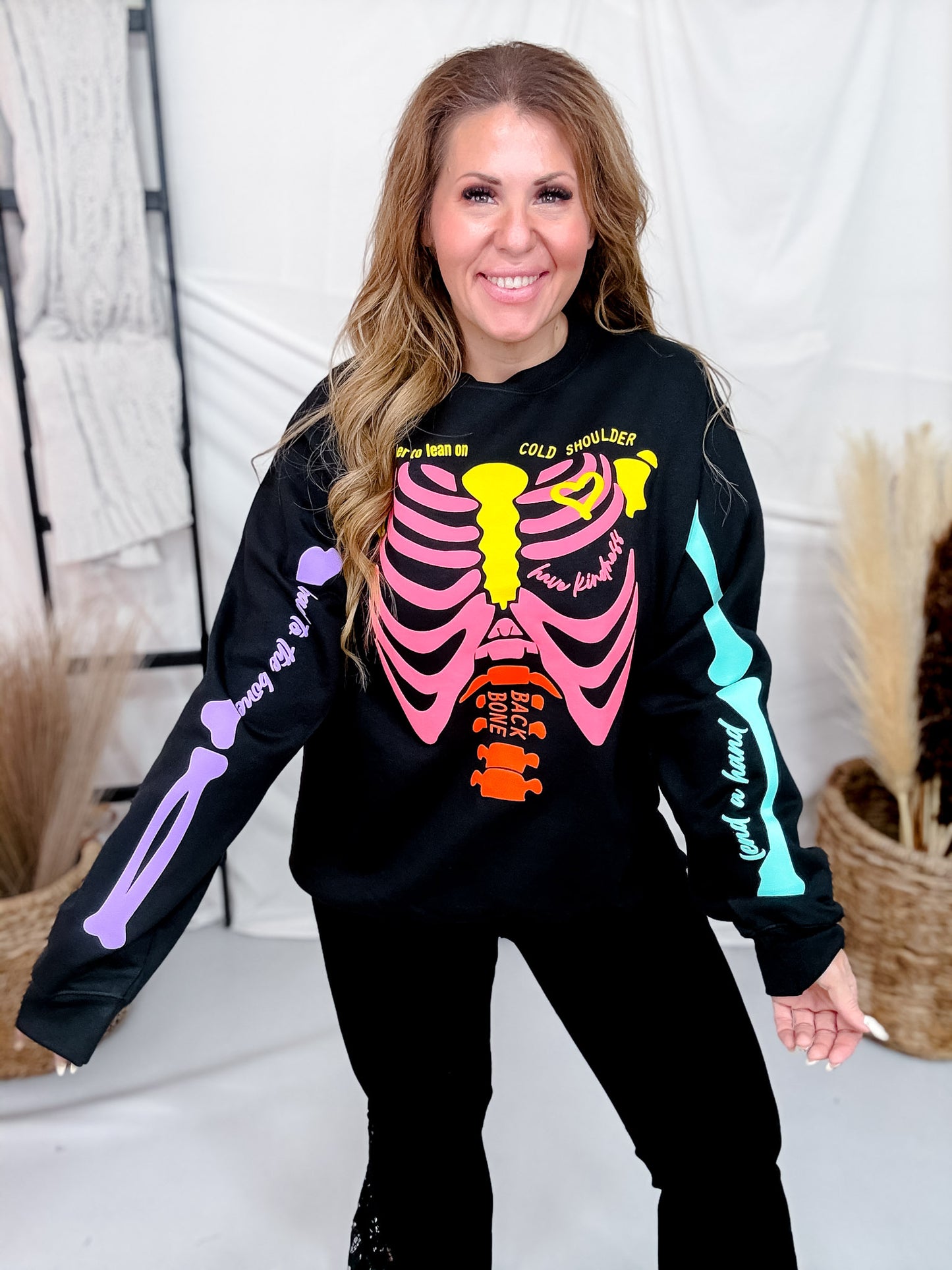 Neon Skeleton Graphic Sweatshirt