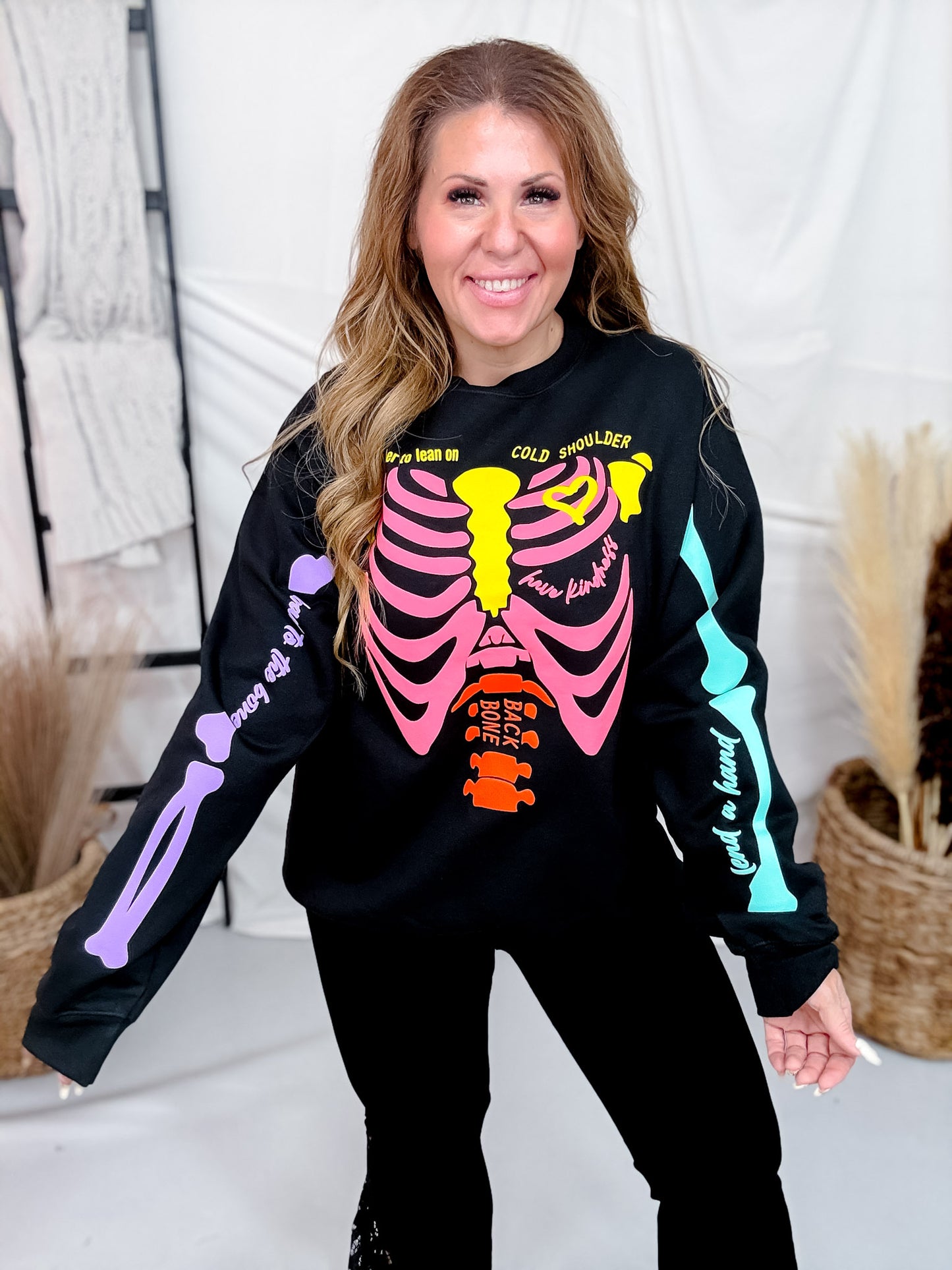 Neon Skeleton Graphic Sweatshirt