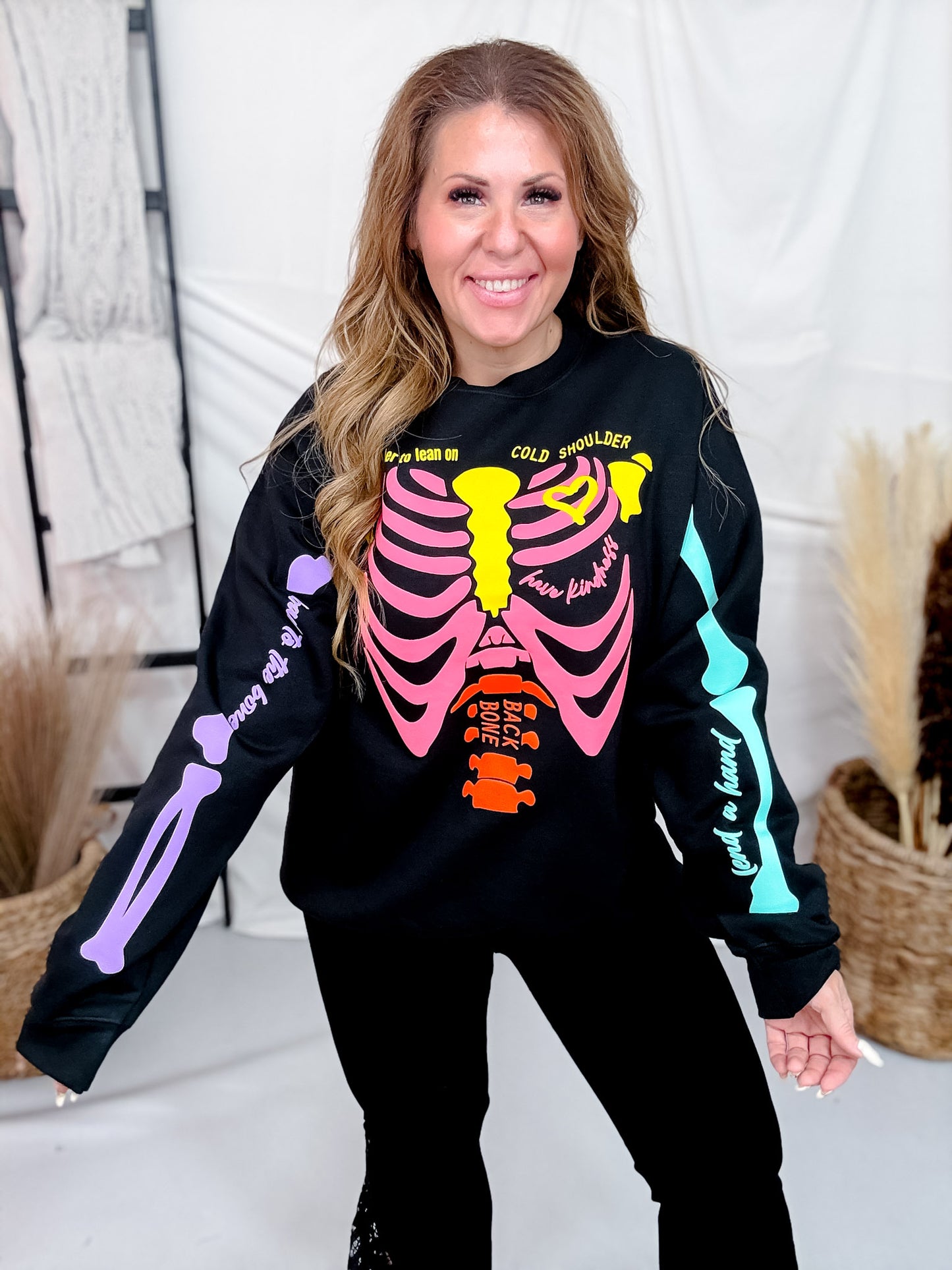 Neon Skeleton Graphic Sweatshirt