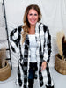 Black & White Check Long Flare Hooded Duster
