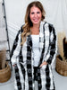 Black & White Check Long Flare Hooded Duster