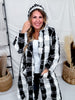 Black & White Check Long Flare Hooded Duster