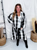 Black & White Check Long Flare Hooded Duster