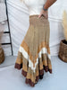 Brown Mineral Washed Tiered Hem Skirt