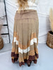 Brown Mineral Washed Tiered Hem Skirt