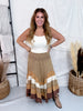 Brown Mineral Washed Tiered Hem Skirt