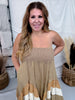 Brown Mineral Washed Tiered Hem Skirt