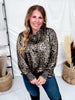 Metallic Leopard Print Blouse With Ruffled Accents