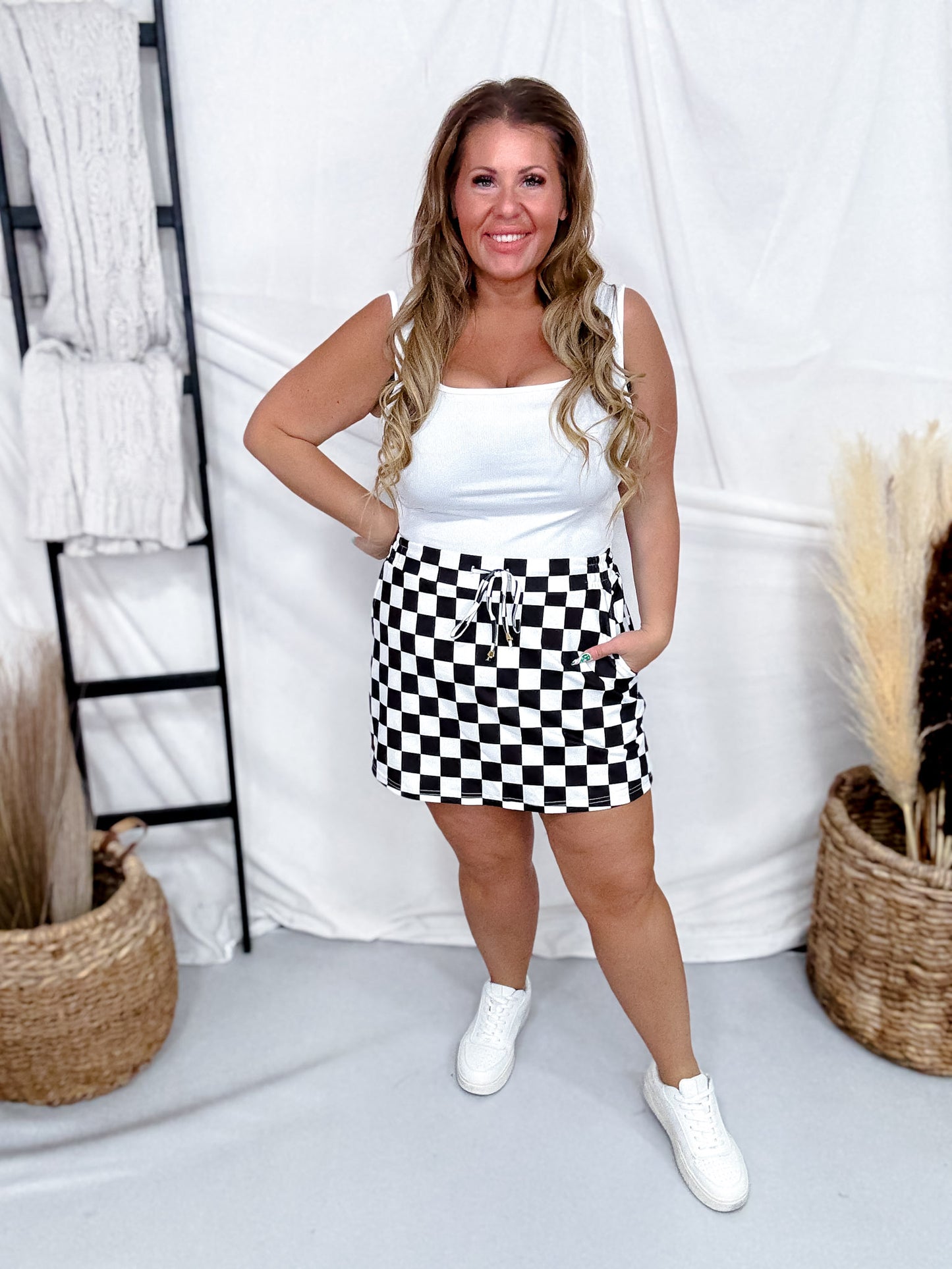 Black & White Checkerboard Skort