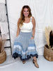 Blue Mineral Washed Tiered Hem Skirt