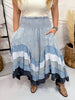 Blue Mineral Washed Tiered Hem Skirt