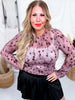 Long Sleeve Blackberry Floral Mesh Top