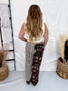 Striped Mixed Print Wide Leg Jeans