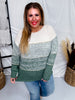 Olive Two-Toned Pullover Sweater